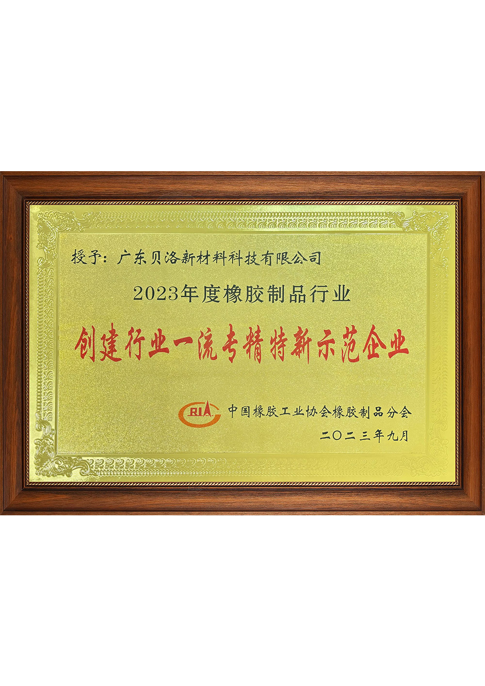 中橡協行業一流專精特新示范企業